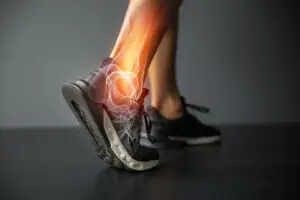 Graphic demonstrating ankle joint pain
