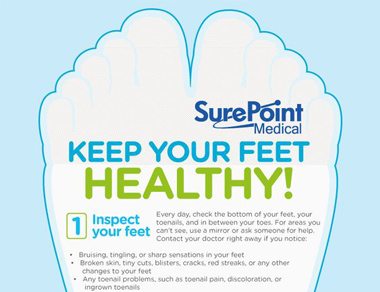 Illustration of SurePoint Medical's tips on keeping your feet healthy