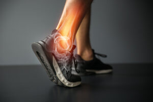 Graphic demonstrating ankle joint pain