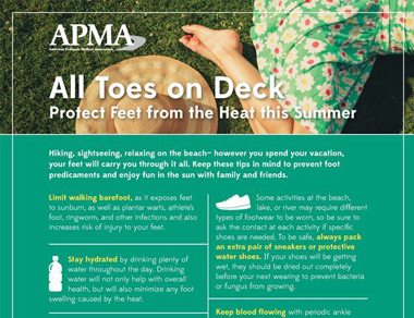 Protect Your Feet this Summer crop APMA tips on protecting your feet from the heat in the summer