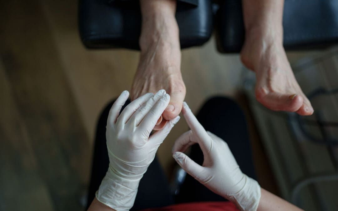 Image of a foot examination of a seniors foot